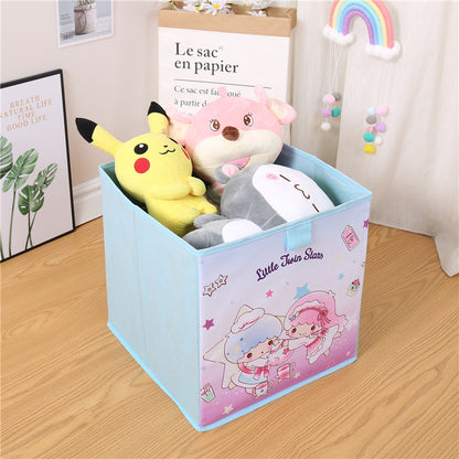 Japanese Cartoon with friends Plaste Square Storage Box | Hello Kitty My Melody Kuromi Little Twin Stars Cinnamoroll Pompompurin Pochacco Keroppi - Bedroom Girl Gift