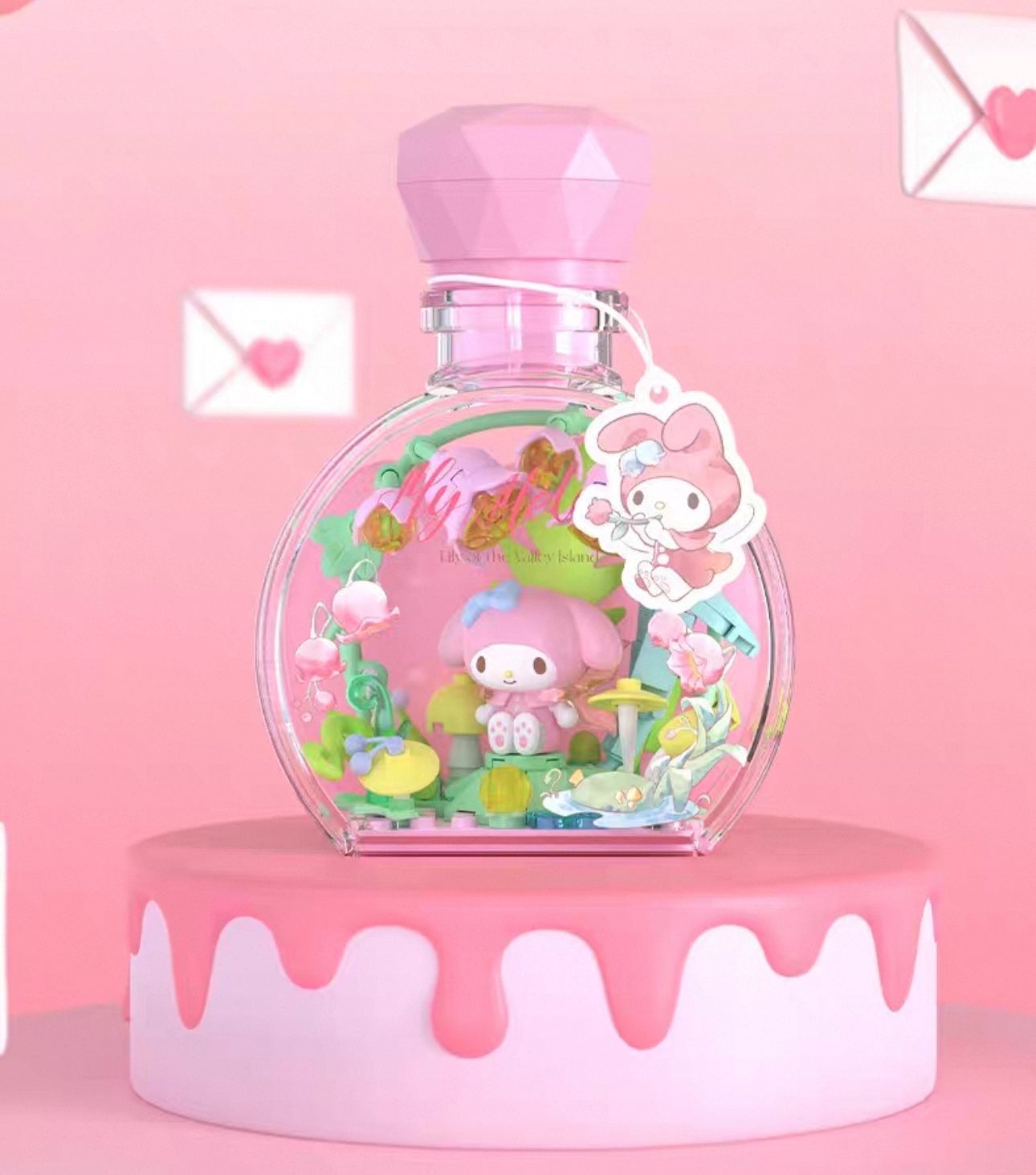 Sanrio Characters The Flower Angel in Perfume Bottle | Hello Kitty My Melody Kuromi Cinnamoroll Pompompurin Pochacco - Building Blocks Toy Collectable Mystery Blind Box with LED Light