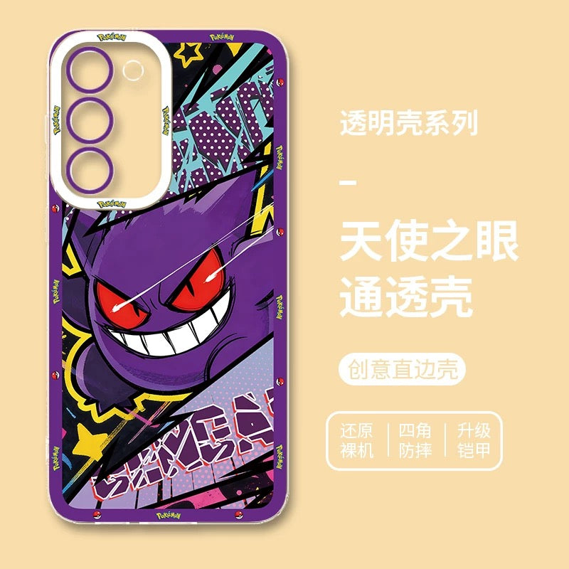 Japan Cartoon Pokemon Postal Street Style | Pikachu Gengar Squirtle Psyduck Mimikyu Bulbasaur Charmander Eevee - Phone Case Samsung Galaxy S26 S25 S24 S23 S22 S21 FE Ultra Edge