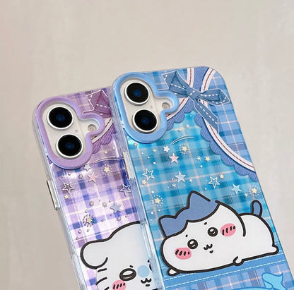 Japanese Cartoon ChiiKawa Go Round Laser Case | Merry Go Round with Chiikawa Hachiware Usagi - iPhone Case Plus SE2 11 12 13 14 15 16 16e 17 17e Pro Promax 12mini 13mini (副本)