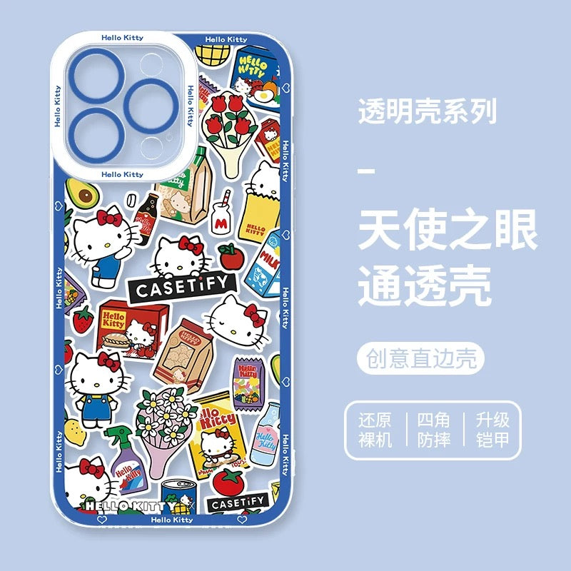 Japanese Cartoon Hello Kitty | Vintage Kitty Blue Version - iPhone Case PLUS SE2 XS XR X 11 12 13 14 15 16 16e 17 17e Pro Promax 12mini 13mini
