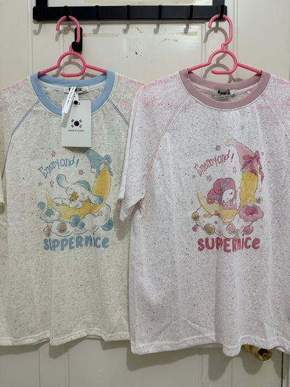 Korean Fashion Cute Cartoon Style T-Shirt Series | Bling Bling Embroidery Sweet Dream My Melody Cinnamoroll - Kawaii Fashion Items