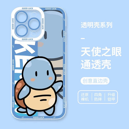 Japan Cartoon Pokemon Fatty Cute Drawing | Pikachu Gengar Squirtle Psyduck Bulbasaur Charmander Eevee Gible - iPhone Case PLUS SE2 XS XR X 11 12 13 14 15 16 16e 17 17e Pro Promax 12mini 13mini