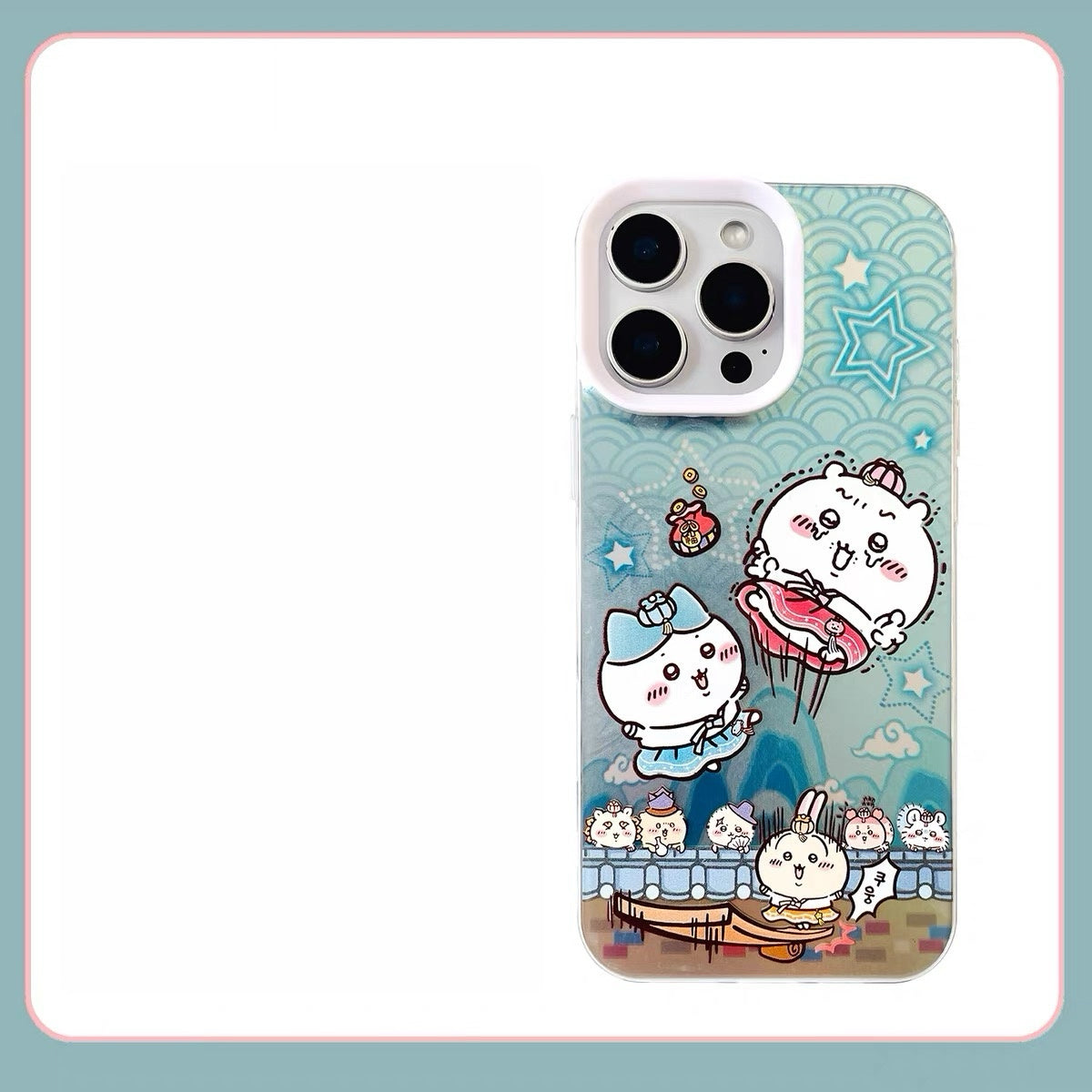 Japanese Cartoon ChiiKawa Korean Dress Up Laser Case | Chiikawa Hachiware Usagi - iPhone Case 11 12 13 14 15 16 16e 17 17e Pro Promax