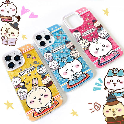 Japanese Cartoon ChiiKawa Korean Dress Up Laser Case | Chiikawa Hachiware Usagi - Phone Case Samsung Galaxy S26 S25 S24 S23 S22 S21 FE Ultra Edge