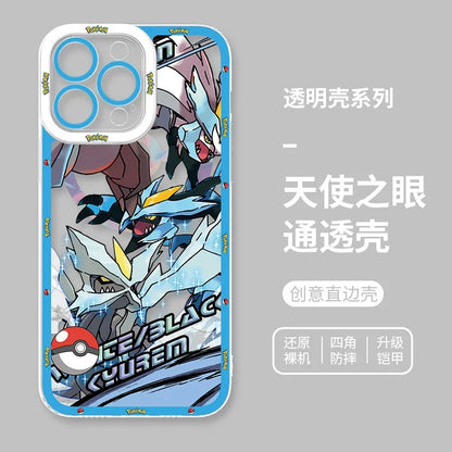 Japan Cartoon Pokemon Mega Evolution Anime | Dialga Kyurem Palkia Reshiram Zekrom - iPhone Case PLUS SE2 XS XR X 11 12 13 14 15 16 16e 17 17e Pro Promax 12mini 13mini