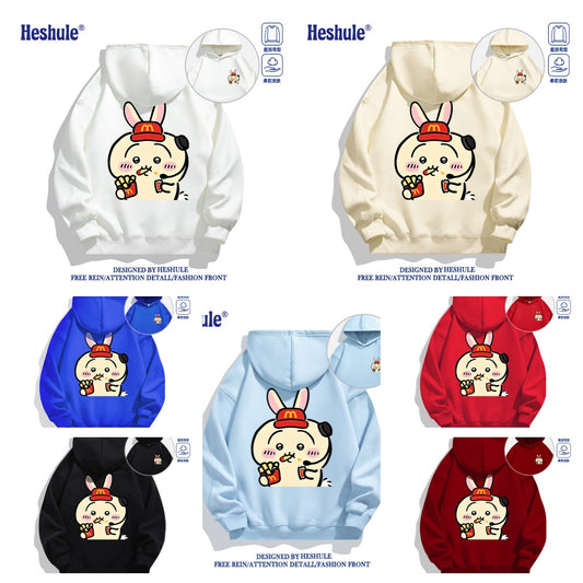 Japanese Cartoon ChiiKawa Casual Style Hoodie Series | Usagi Waiter Front & Back - Kawaii Fashion Items