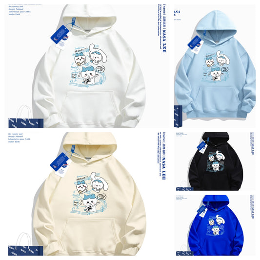 Japanese Cartoon ChiiKawa Casual Style Hoodie Series | Hachiware Play Music Cinnamoroll Outing - Kawaii Fashion Items
