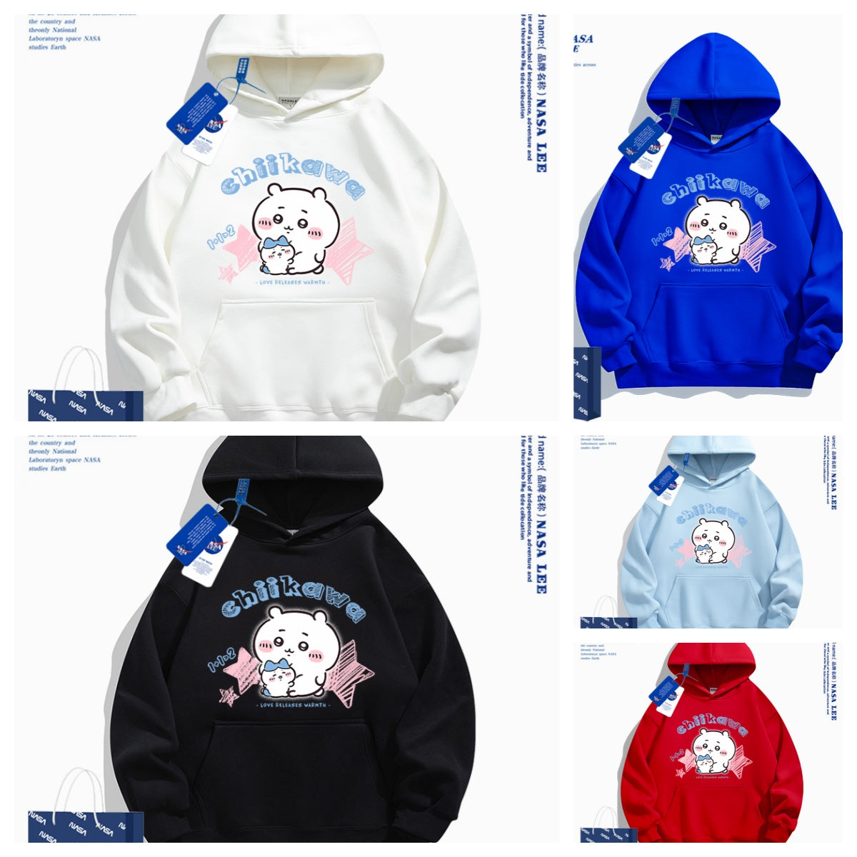Japanese Cartoon ChiiKawa Casual Style Hoodie Series | Big Chiikawa with Small Hachiware - Kawaii Fashion Items
