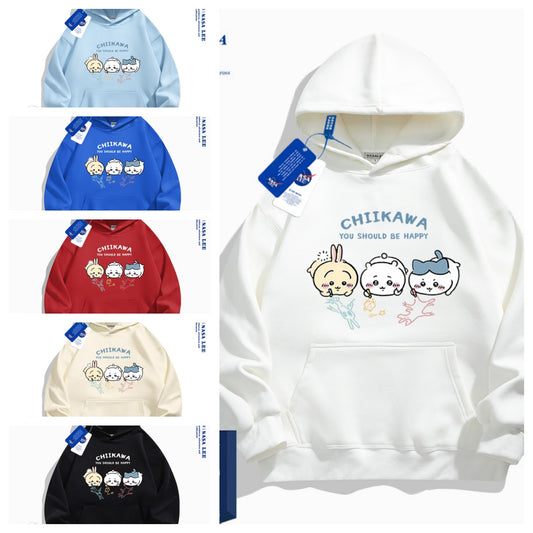Japanese Cartoon ChiiKawa Casual Style Hoodie Series | Chiikawa Hachiware Usagi Drawing on Floor - Kawaii Fashion Items