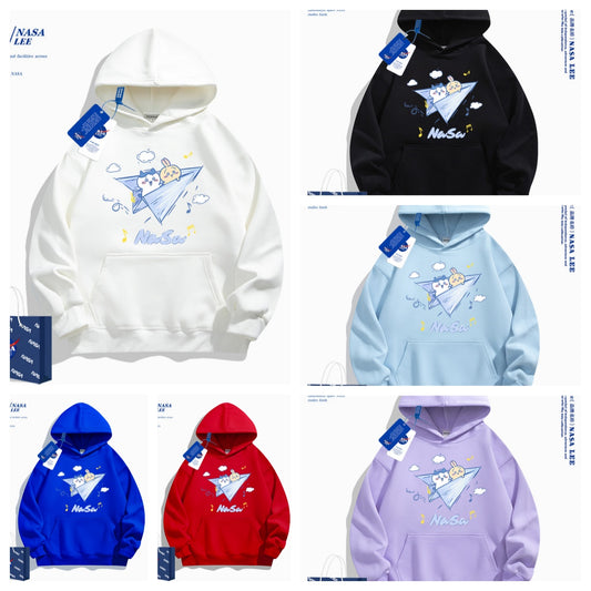 Japanese Cartoon ChiiKawa Casual Style Hoodie Series | Hachiware Usagi on Paper Airplane - Kawaii Fashion Items