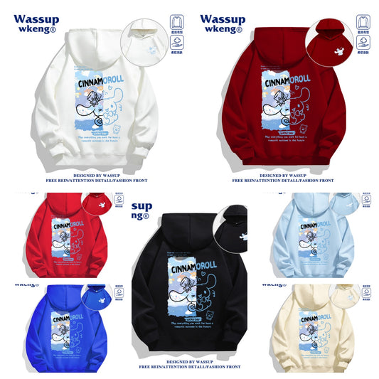 Japanese Cartoon Cinnamoroll Casual Style Hoodie Series | Cinnamoroll Rainbow Front & Back - Kawaii Fashion Items