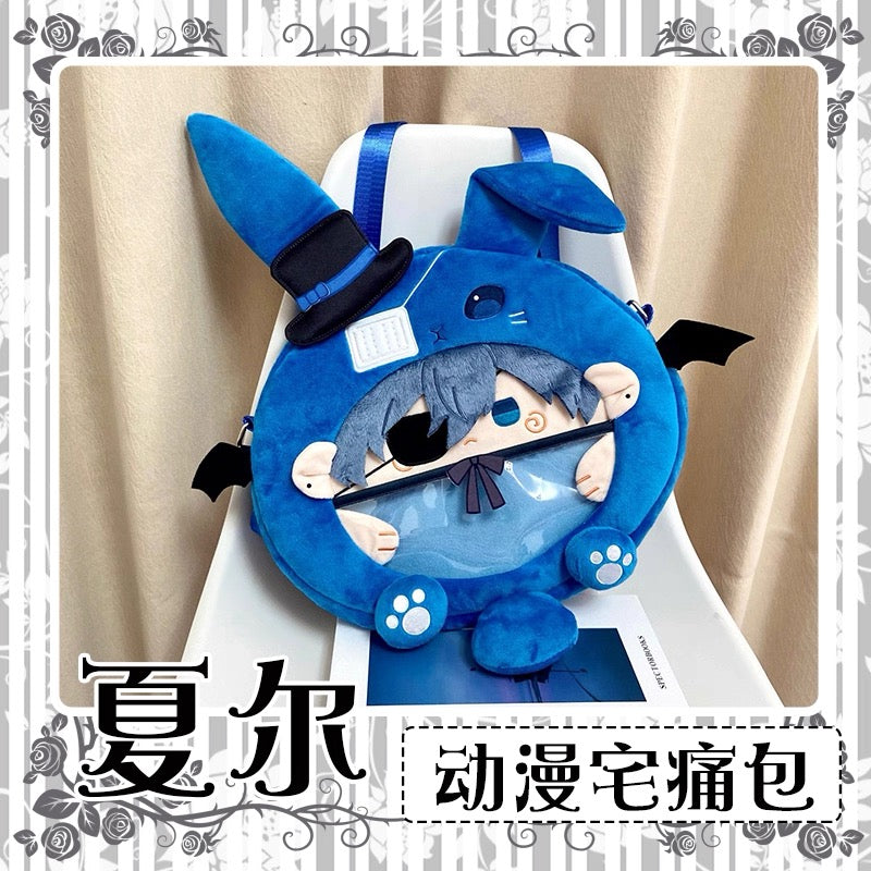 Japanese Anime Black Butler Kuro Shitsuji | Ciel Phantomhive with Rabbit Doll Ear Plush Cute Icon Itabag Backpack and Crossbody Bag - Cute Kawaii Item