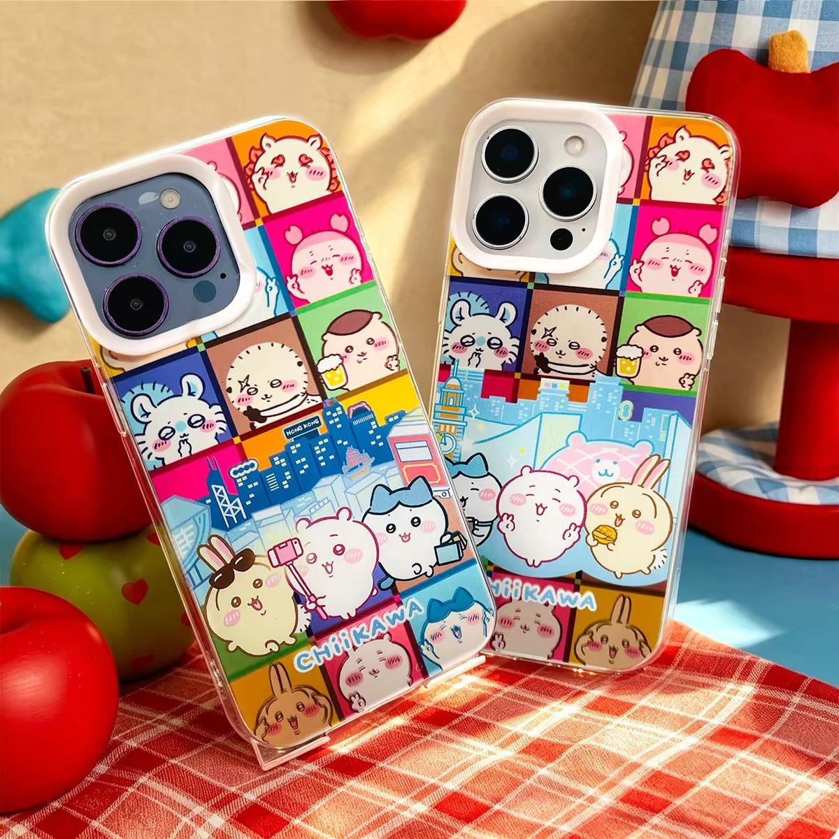 Japanese Cartoon ChiiKawa Laser Case | Sightseeing in City Day and Light - iPhone Case 11 12 13 14 15 16 16e 17 17e Pro Promax