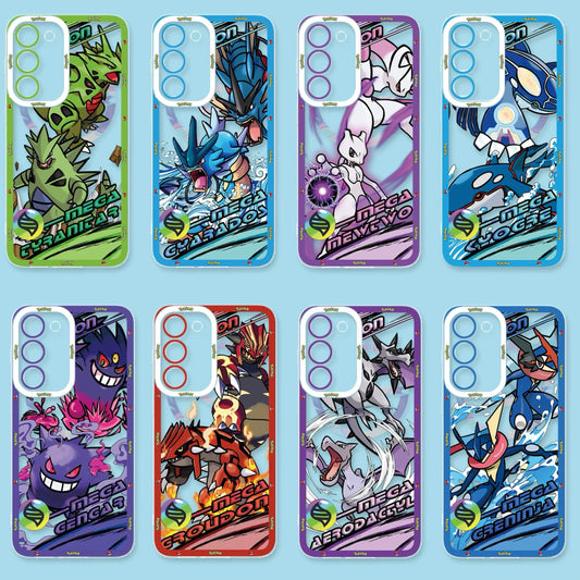 Japan Cartoon Pokemon Mega Evolution Anime | Tyranitar Gyarados Mewtwo Kyogre Gengar Groudon Aerodactyl Ash Greninja - Phone Case Samsung Galaxy S26 S25 S24 S 23 S22 S21 FE Ultra Edge