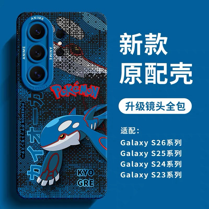 Japanese Cartoon Pokemon Silicone Case Digital Background Version | Arceus Rayquaza Groudon Scizor Kyogre Blastoise Venusaur - Phone Case Samsung Galaxy S26 S25 S24 S23 FE Ultra Edge
