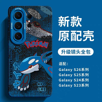 Japanese Cartoon Pokemon Silicone Case Digital Background Version | Arceus Rayquaza Groudon Scizor Kyogre Blastoise Venusaur - Phone Case Samsung Galaxy S26 S25 S24 S23 FE Ultra Edge