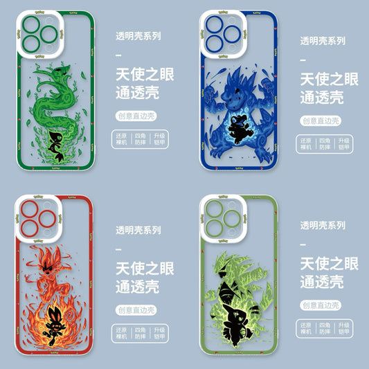 Japan Cartoon Pokemon Evolution Soul Version | Snivy Serperior Totodile Feraligatr Scorbunny Cinderace Larvitar Tyranitar - iPhone Case PLUS SE2 XS XR X 11 12 13 14 15 16 16e 17 17e Pro Promax 12mini 13mini