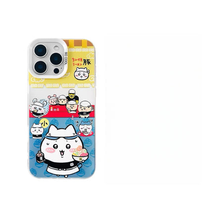Japanese Cartoon ChiiKawa Pork Ramen Restaurant Laser Case | ChiiKawa Hachiware Usagi Momonga - iPhone Case 11 12 13 14 15 16 16e 17 17e Pro Promax