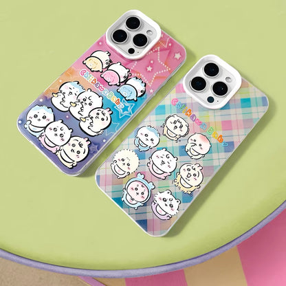 Japanese Cartoon ChiiKawa Baby Laser Case | Colourful Plaid & Star 2 Styles - iPhone Case 11 12 13 14 15 16 16e 17 17e Pro Promax