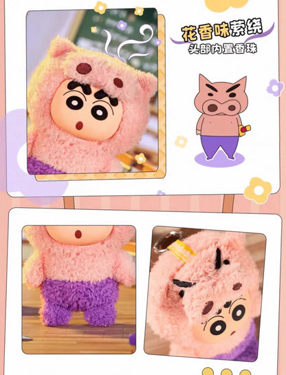 Japanese Cartoon Crayon Shin-chan Cosplay Soft Plush Series | Dinosaur Buriburi Boochan Shiro- Vinyl Face Plush Doll Figure Keychain Collectable Toys Mystery Blind Box - KawaiiGiftLand