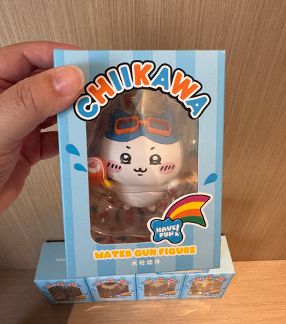 ChiiKawa X Miniso Hot Summer Series | ChiiKawa Hachiware Usagi Momonga Kurimanju Rakko Shisa Playing Water Gun Cute Plastic Doll Keychain - Kawaii Items Room Decoration Doll