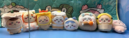 [Pre-order] ChiiKawa Yum Cha Limited Series | ChiiKawa Hachiware Usagi Momonga Kurimanju Rakko Shisa Crab in Dim Sum Costumes Cute Plush 6 Inches Doll - Kawaii items Room Decoration Doll