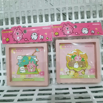 Kanahei X Miniso | Metal Pins Usagi Piske Pink Rabbit White Chicken - Kawaii Item Cute Accessories