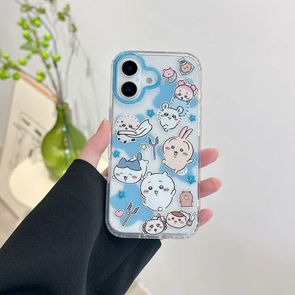 Japanese Cartoon ChiiKawa Gittler Colour Clear Case | Happy Group - iPhone Case Plus SE2 11 12 13 14 15 16 16e 17 17e Pro Promax 12mini 13mini