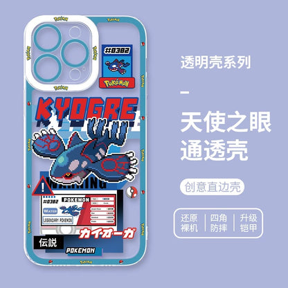 Japan Cartoon Pokemon Game Pixel Version | Ho-Oh Lugia Groudon Kyogre Entei Suicune Raikou Yveltal - iPhone Case PLUS SE2 XS XR X 11 12 13 14 15 16 16e 17 17e Pro Promax 12mini 13mini