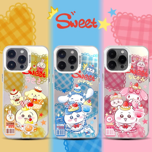 Japanese Cartoon ChiiKawa | Sweet with ChiiKawa My Melody Hachiware Cinnamoroll Usagi Pompompurin Laser - iPhone Case 11 12 13 14 15 16 Pro Promax