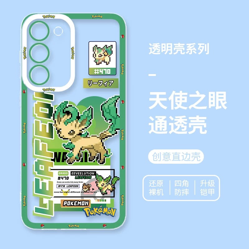 Japan Cartoon Pokemon Game Pixel Evolution Evolve Version | Eevee Vaporeon Jolteon Flareon Espeon Umbreon Leafeon Glaceon Sylveon - Phone Case Samsung Galaxy S26 S25 S24 S23 S22 S21 FE Ultra Edge
