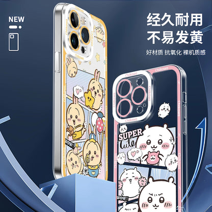 Japanese Cartoon Comic Outing Version | Chiikawa Hachiware Usagi Momonga - iPhone Case PLUS SE2 XS XR X 11 12 13 14 15 16 16e 17 17e Pro Promax 12mini 13mini