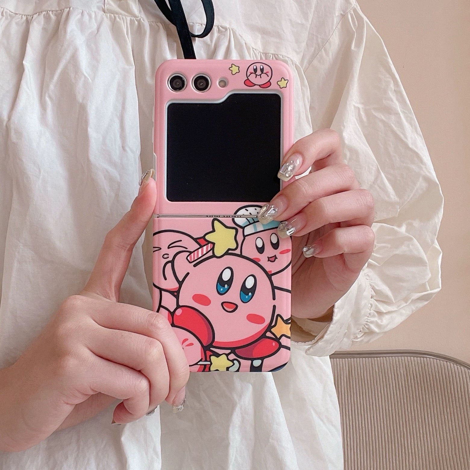 Japanese Cartoon | Pink Monster Candy Cinnamorll - Phone Case Samsung Galaxy Z Flip 3 4 5 W23 Filp