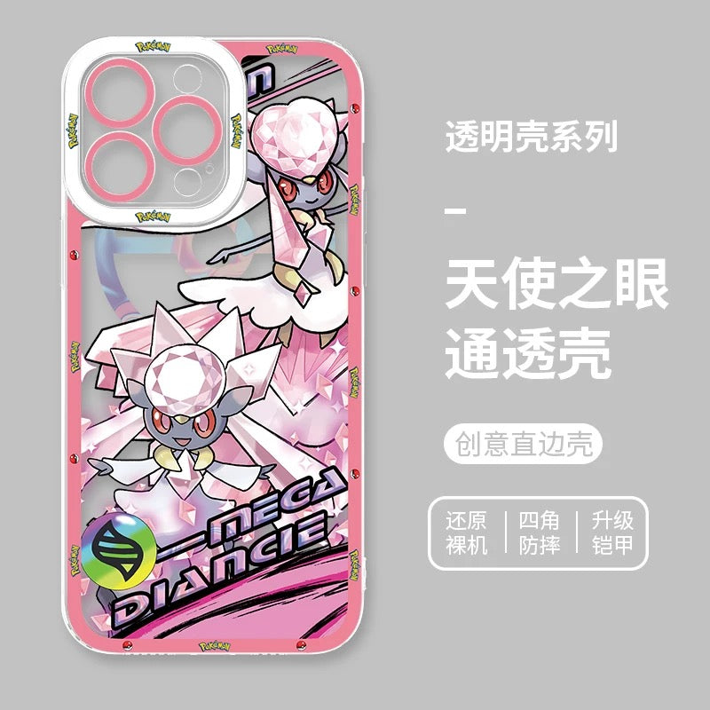 Japan Cartoon Pokemon Mega Evolution Anime | Salamence Steelix Diancie Heracross - iPhone Case PLUS SE2 XS XR X 11 12 13 14 15 16 16e 17 17e Pro Promax 12mini 13mini