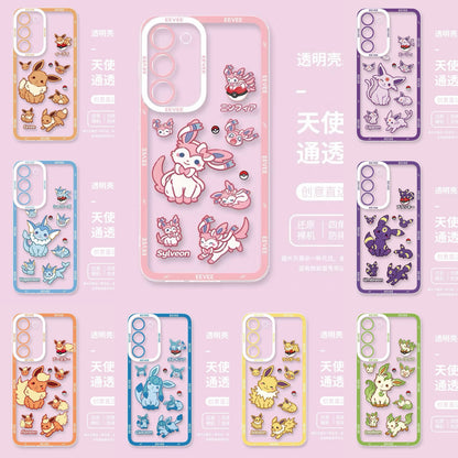 Japanese Cartoon Pokemon Case Eevee Evolution Cute Emo Version | Eevee Vaporeon Jolteon Flareon Espeon Umbreon Leafeon Glaceon Sylveon 9 Styles  - Phone Case Samsung Galaxy S26 S25 S24 S23 S22 S21 FE Ultra Edge