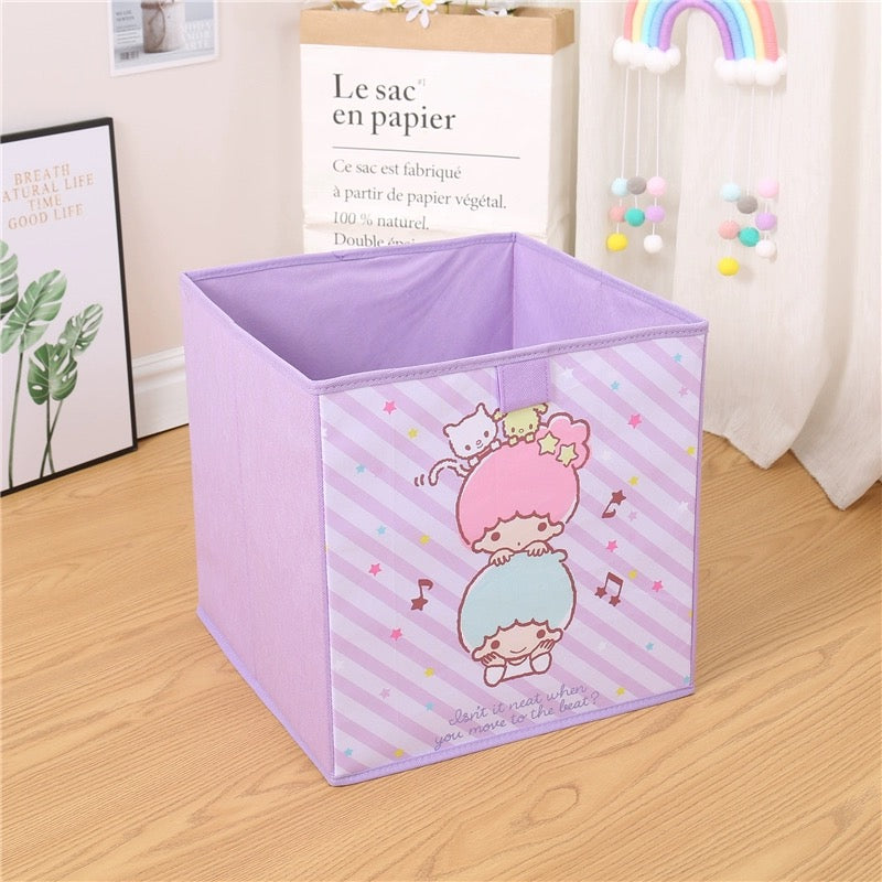 Japanese Cartoon with friends Plaste Square Storage Box | Hello Kitty My Melody Kuromi Little Twin Stars Cinnamoroll Pompompurin Pochacco Keroppi - Bedroom Girl Gift