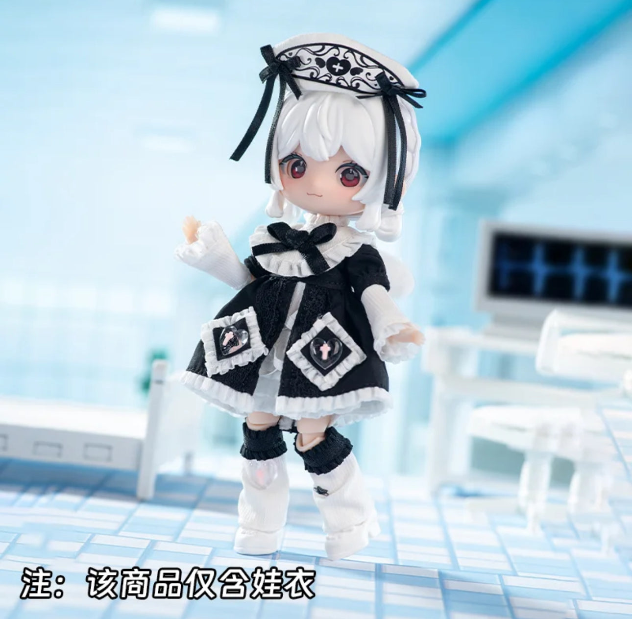 Simon Toys Cosplay Doll Outfits Set Gothic Lolita Series | Black & White Nurse - Original Outfits 1/12 ob11 11cm BJD Doll Ball Joint Doll
