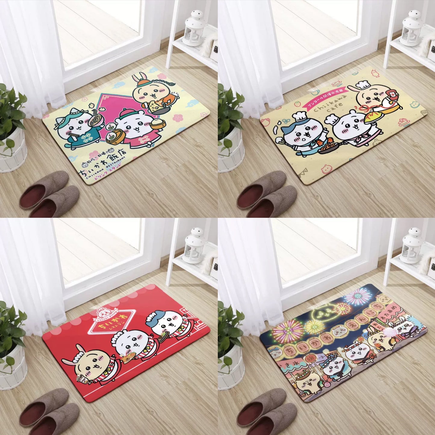 Japanese Cartoon ChiiKawa Soft Floor Mat | Restaurant Cafe Summer Festival ChiiKawa Hachiware Usagi - Kawaii Room Decoration items Cute Things