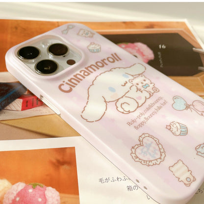 Japanese Cartoon Cinnamoroll with Teddy Pink Pastel Matt iPhone Case 12 13 14 Pro Promax