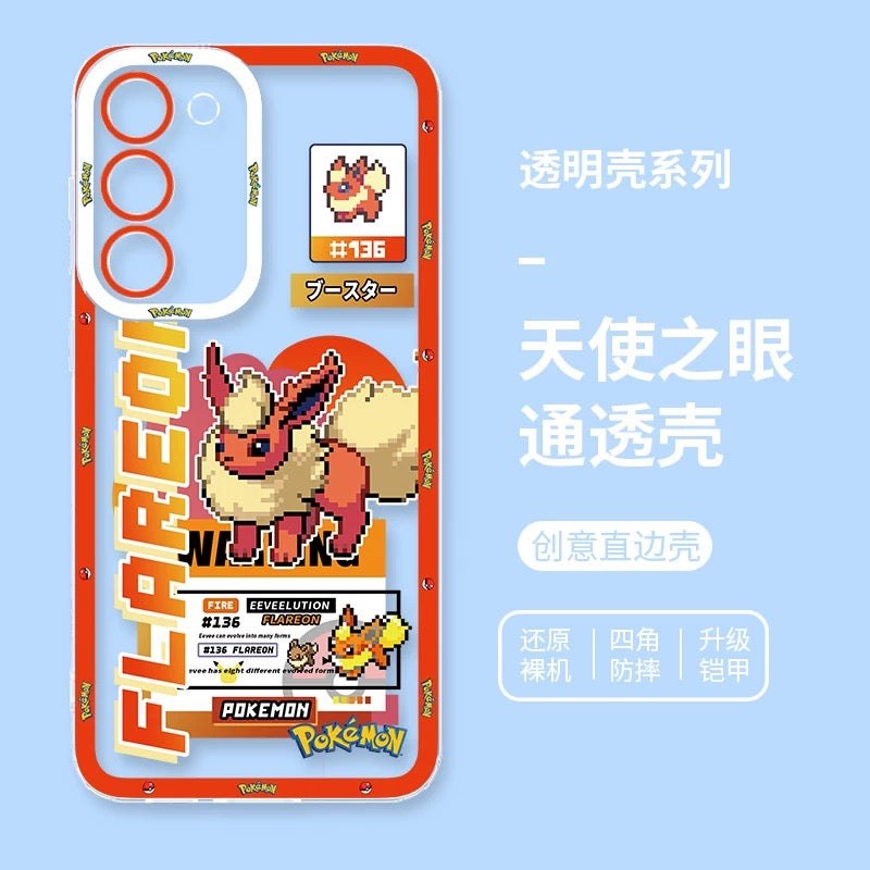 Japan Cartoon Pokemon Game Pixel Evolution Evolve Version | Eevee Vaporeon Jolteon Flareon Espeon Umbreon Leafeon Glaceon Sylveon - Phone Case Samsung Galaxy S26 S25 S24 S23 S22 S21 FE Ultra Edge