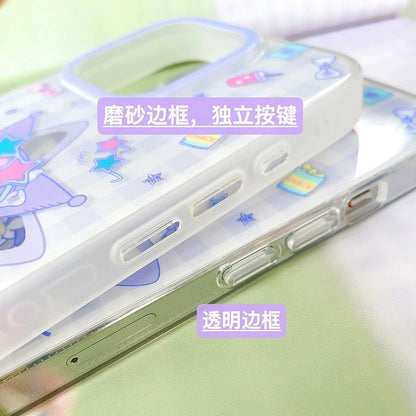 Japanese Cartoon Kuromi with Star Purple Clean Matt iPhone Case 12 13 14 15 Pro Promax