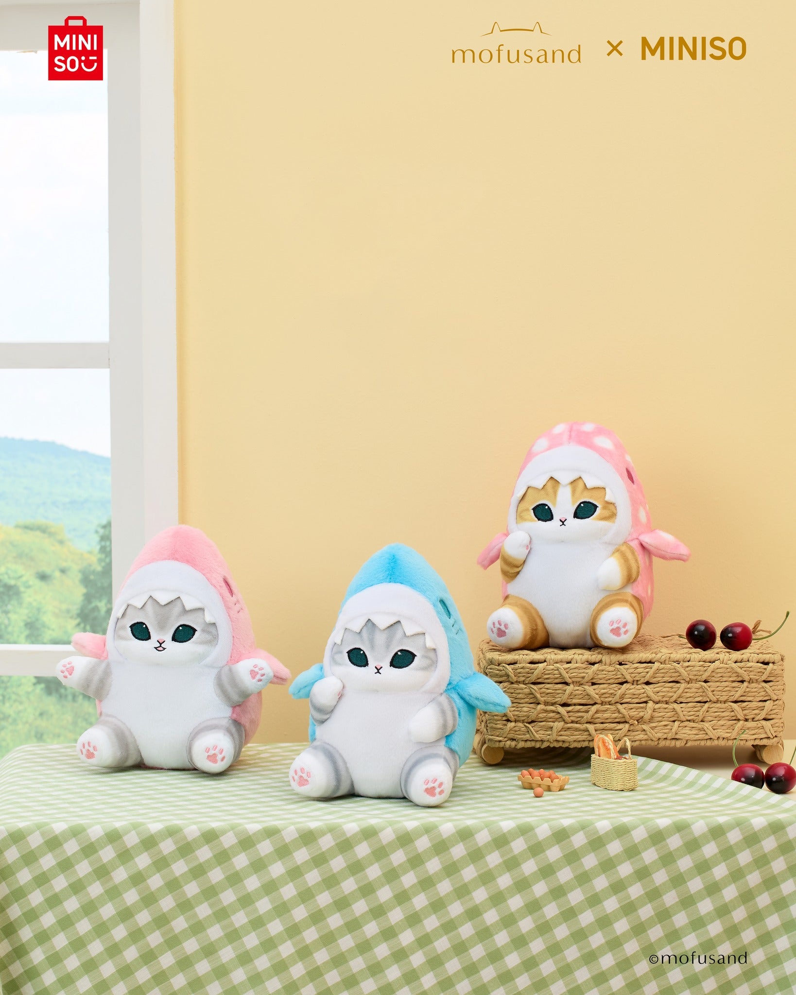 Miniso X Mofusand Ice Cream Series | Mofusand Cat in Shark Costume Cute Plush Doll - Kawaii items Room Decoration Doll