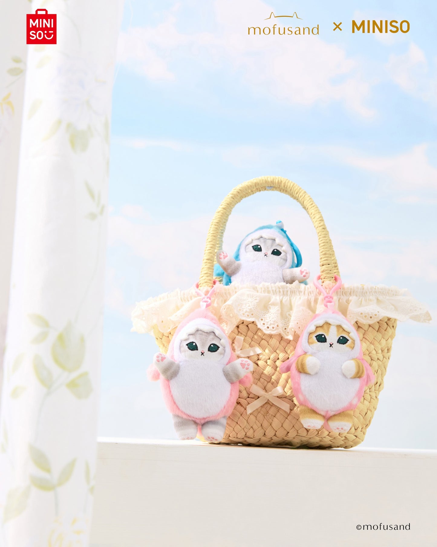 Miniso X Mofusand Ice Cream Special Colour Series | Mofusand Cat in Shark Costume Plush Doll Keychain - Kawaii items Room Decoration Doll