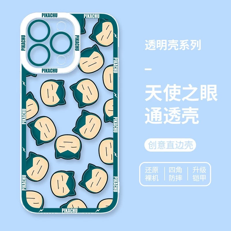 Japan Cartoon Pokemon Full Happy Face Verison | Snoriax - iPhone Case 6 7 8 PLUS SE2 XS XR X 11 12 13 14 15 16 16e Pro Promax 12mini 13mini