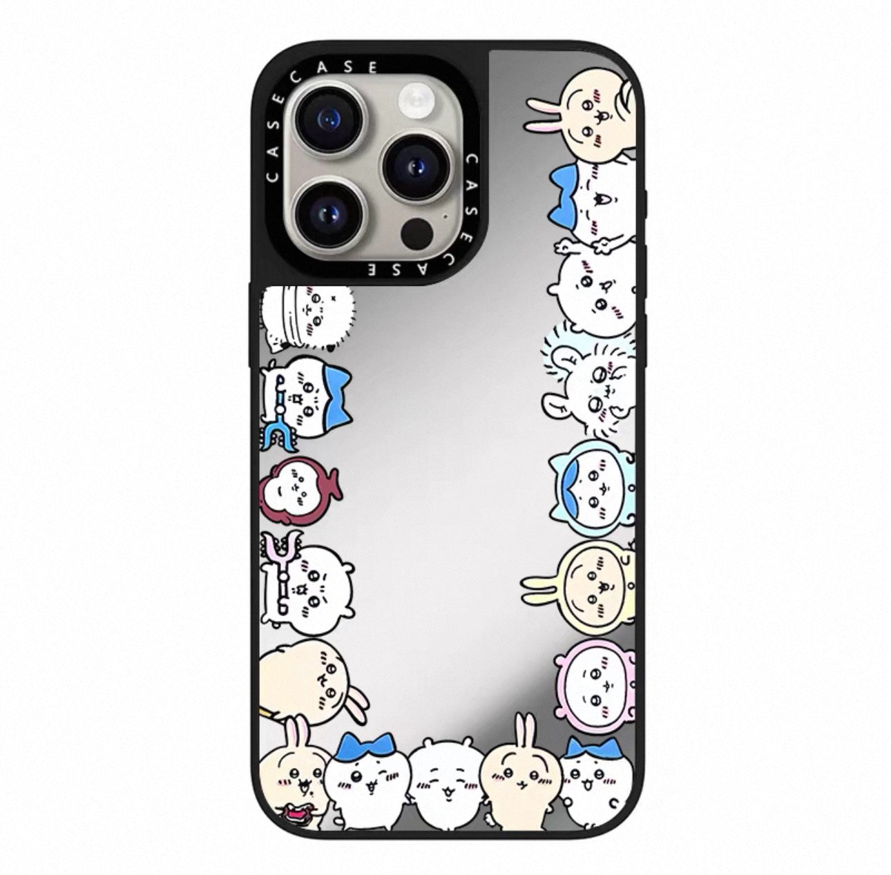 Japanese Cartoon ChiiKawa Transparent Black Frame & Mirror Phone Case | Cafe & Group 8 Styles ChiiKawa Hachiware Usagi - iPhone Case 12 13 14 15 16 17 Pro Promax