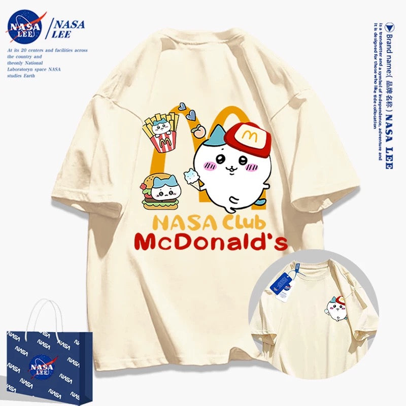 Japanese Cartoon ChiiKawa Casual Style T-Shirt Series | Hachiware FastFood Front & Back - Kawaii Fashion Items