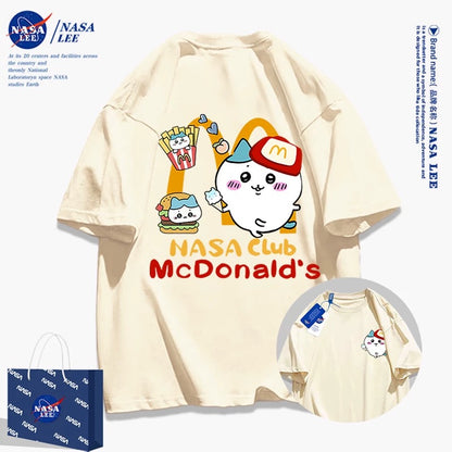 Japanese Cartoon ChiiKawa Casual Style T-Shirt Series | Hachiware FastFood Front & Back - Kawaii Fashion Items