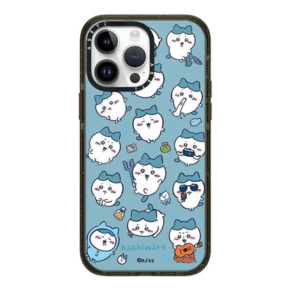 Japanese Cartoon ChiiKawa Clear with Transparent Black Frame Phone Case | Full Screen Fun Emo Colour & Clear ChiiKawa Hachiware Usagi - iPhone Case 12 13 14 15 16 17 Pro Promax