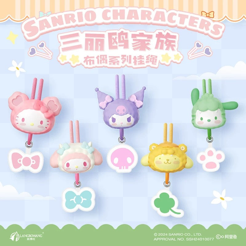 Sanrio Characters Plush Bear Series Lanyards Mobile Holder | Hello Kitty My Melody Kuromi Pompompurin Pochacco - Kawaii Item Cute Accessories